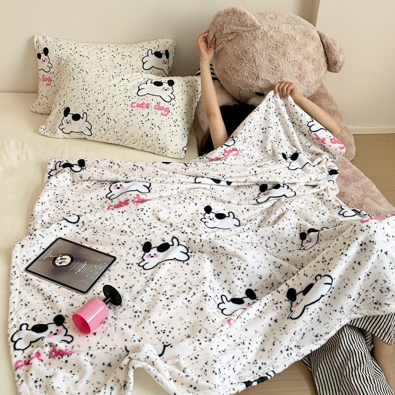 Cozy Plush Cartoon Dog-Themed Throw Blanket