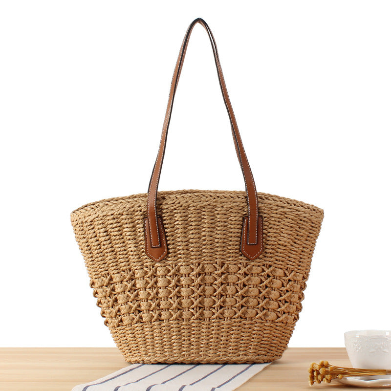 Basket bag with artificial leather handles Stornfield