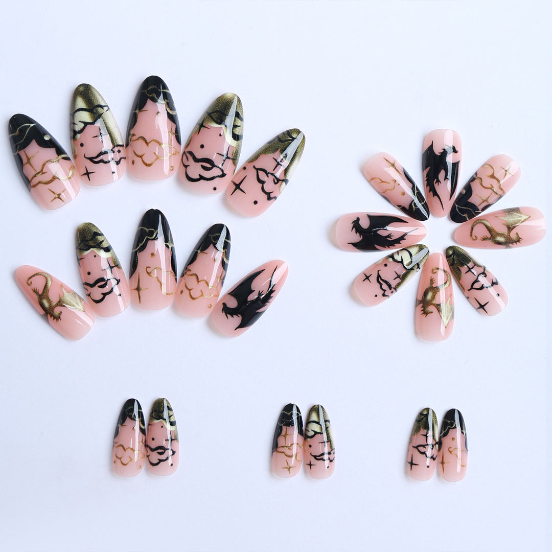 Elegant Artificial Fingernails with Gothic Motifs Stornfield