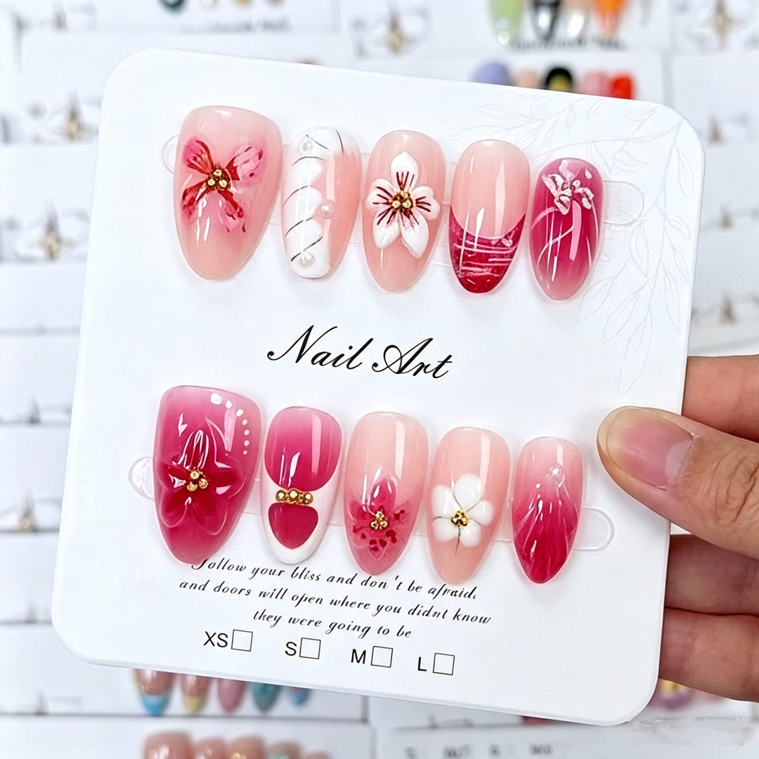 Premium Floral Press-On Nail Art Collection Stornfield