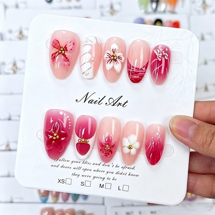 Premium Floral Press-On Nail Art Collection Stornfield