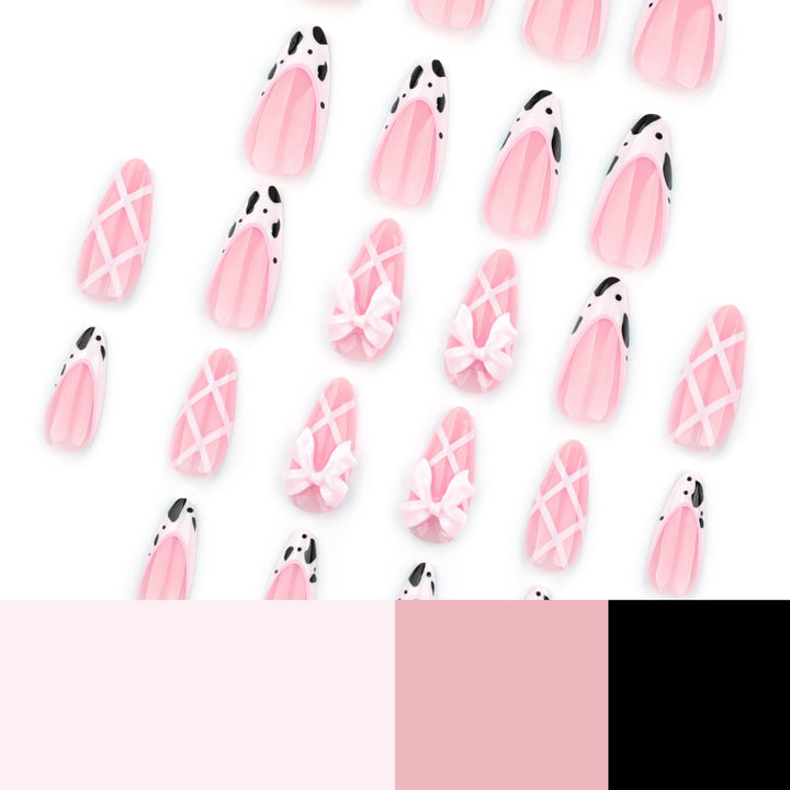 Artistic Nail Extensions with Fine Bow Patterns Stornfield