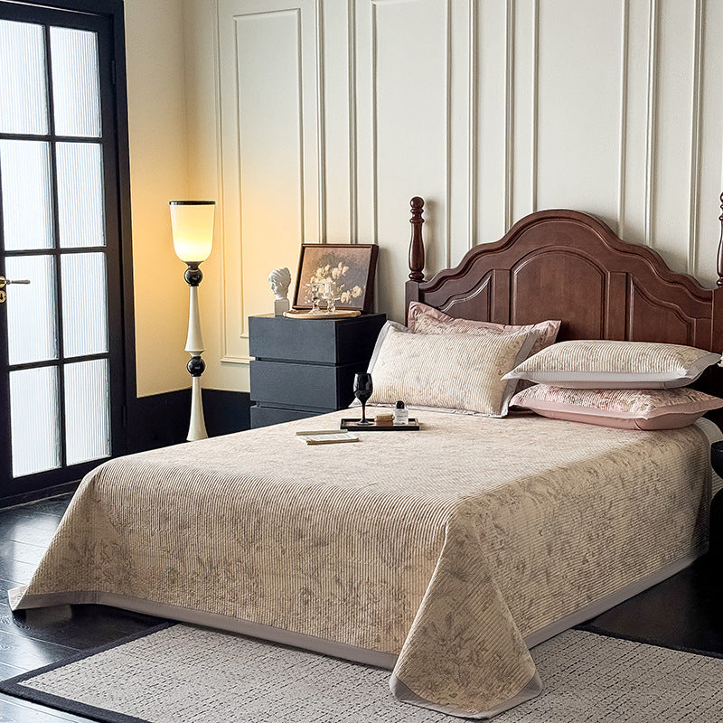 Quilted Botanical Cotton Bedspread and Pillow Sham Set