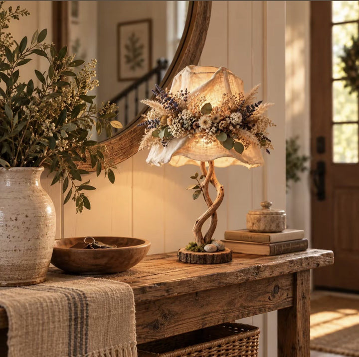 Decorative table lamp with floral elements Stornfield