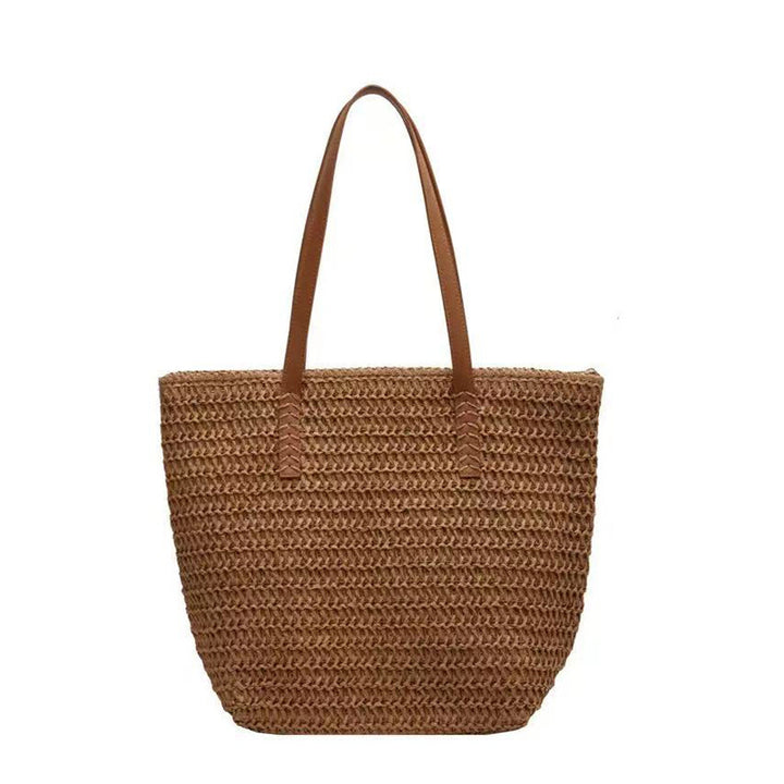 Handbag Made of Woven Natural Material with Leather Carrying Handles Stornfield