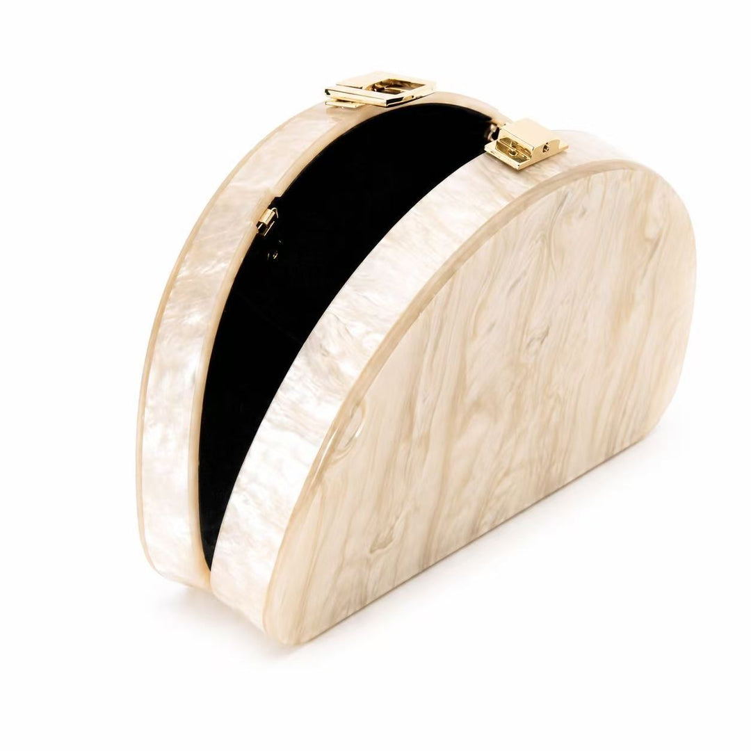 Iridescent Half-Moon Acrylic Clutch