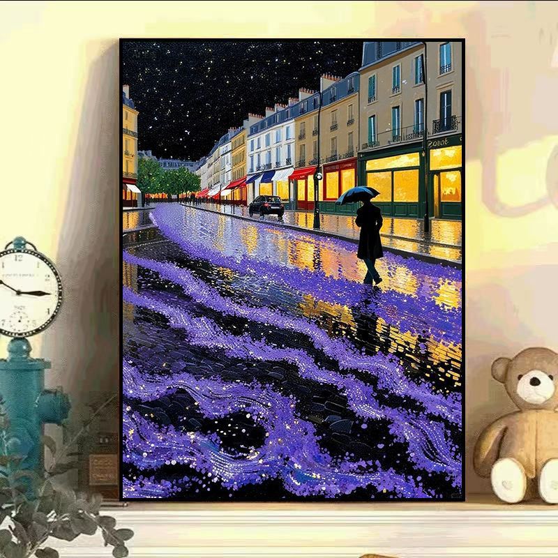 Eiffel Tower Night Scene Canvas Art Stornfield