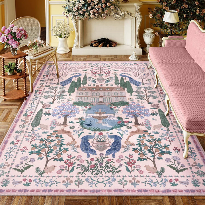 Ornate Bird Design Area Rug