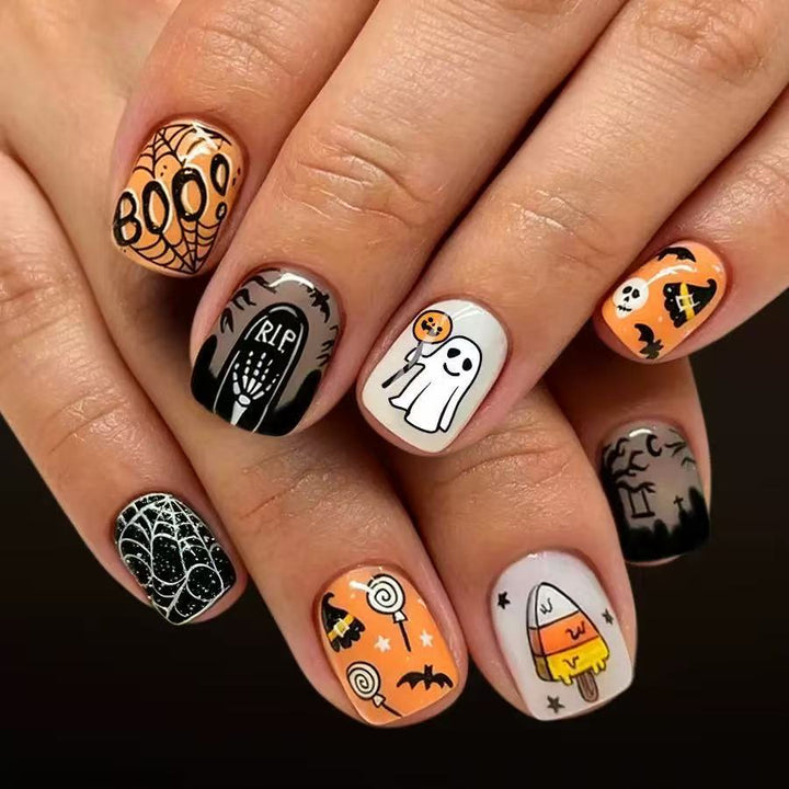 Halloween Acrylic Nail Set with Creepy 3D Designs Stornfield