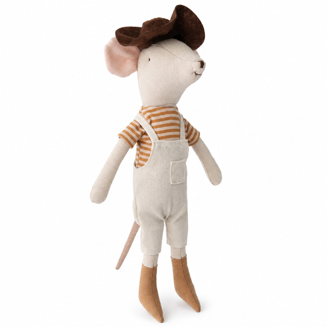 Superhero Linen Mouse Plush Doll with Removable Cape