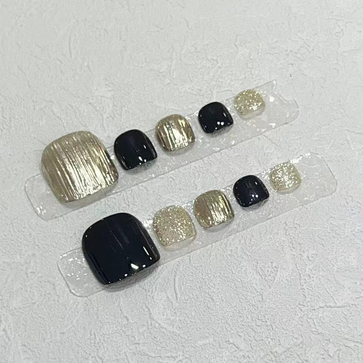 Press-On Nail Art Set with Elegant Metallic and Glitter Accents Stornfield
