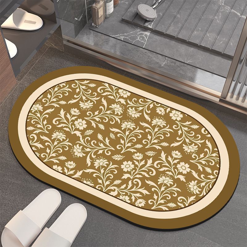 Floral-Patterned Memory Foam Bathroom Mat