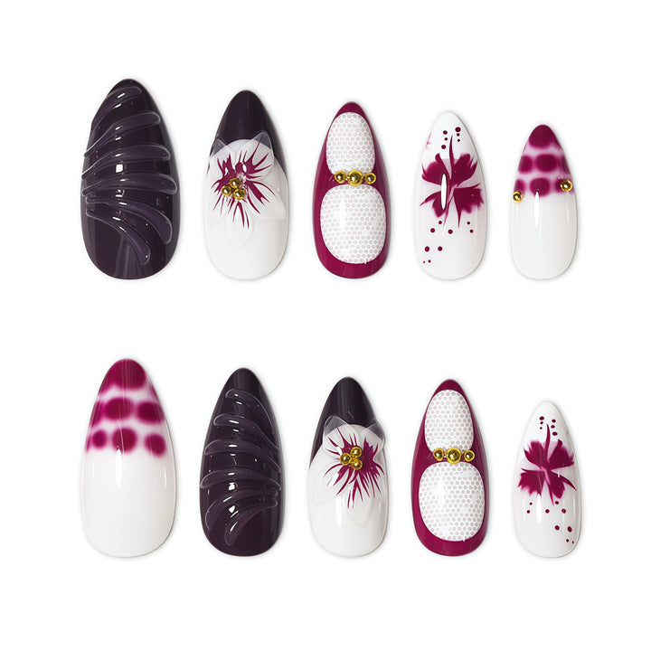 Elegant Floral Art Nail Extensions Stornfield