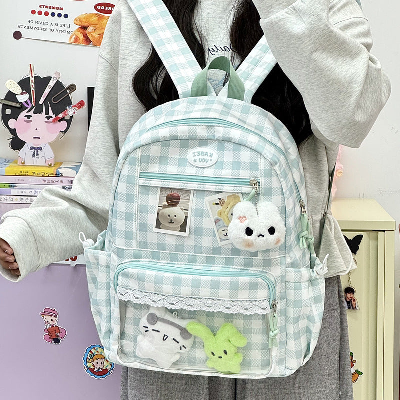 Transparent Front Pocket Checkered Backpack Stornfield