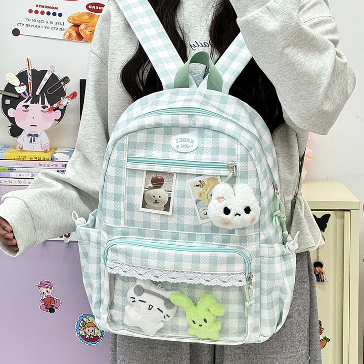 Transparent Front Pocket Checkered Backpack Stornfield