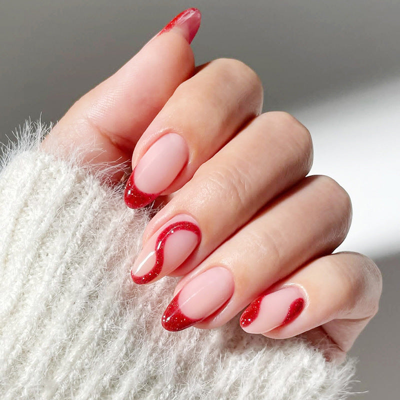 Acrylic nail set with modern tips and glitter accents Stornfield