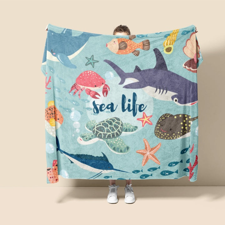 Decorative Ocean-Themed Throw Blanket
