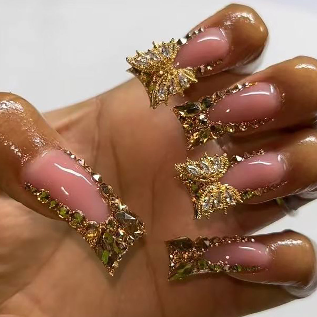 Glamorous Rhinestone Butterfly Press-On Nails Stornfield