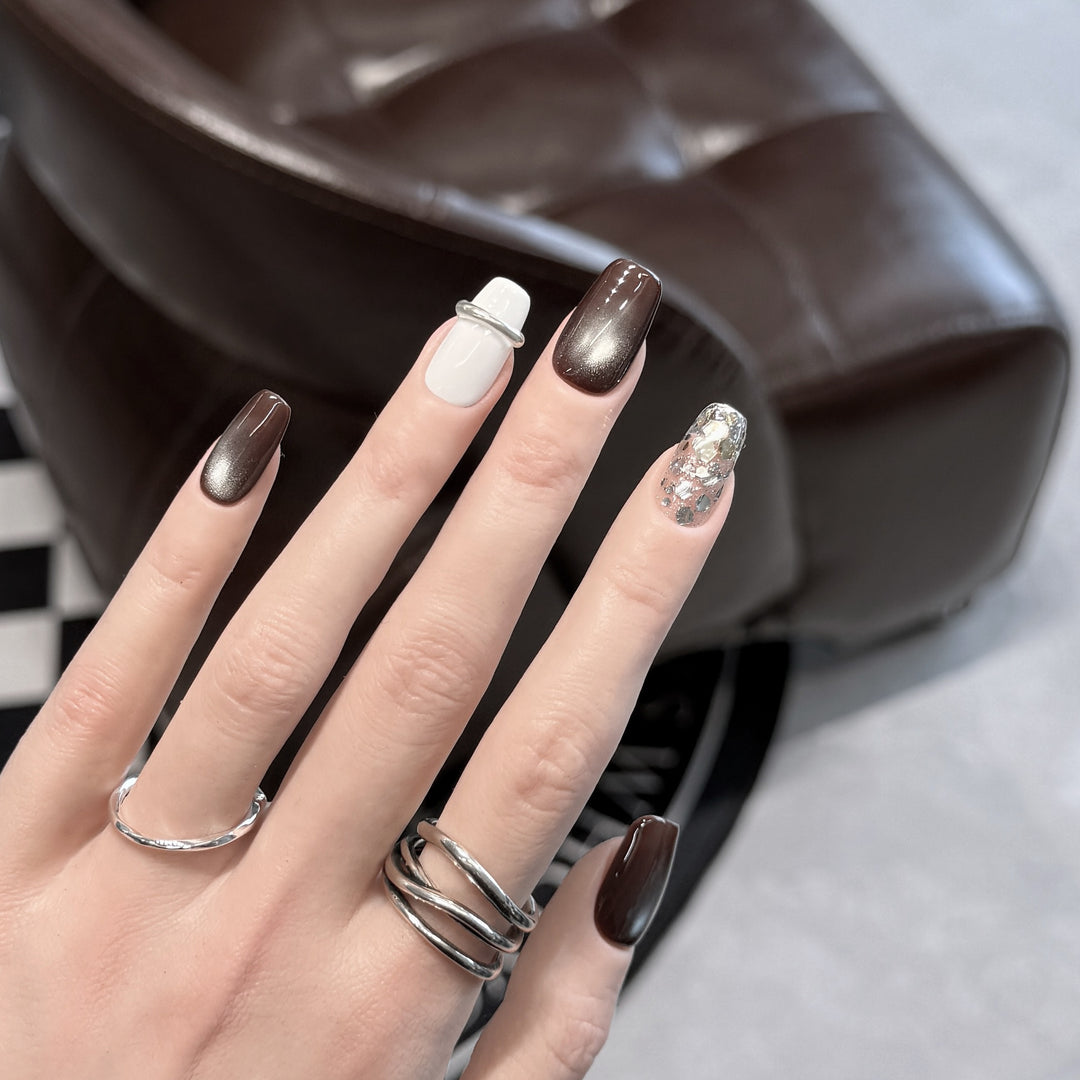 Press-On Nail Art Set with Ombre and Glitter Accents Stornfield