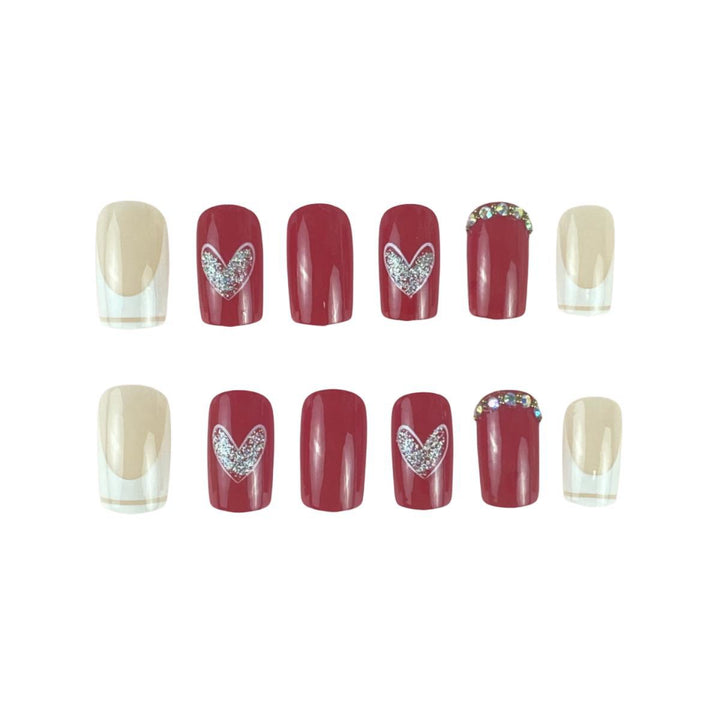 Elegant Heart-Embellished Nail Art Set Stornfield
