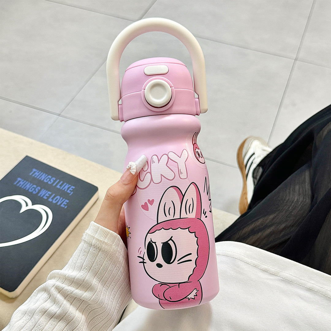 Women's water bottle with fun animal design and ergonomic carrying handle Stornfield