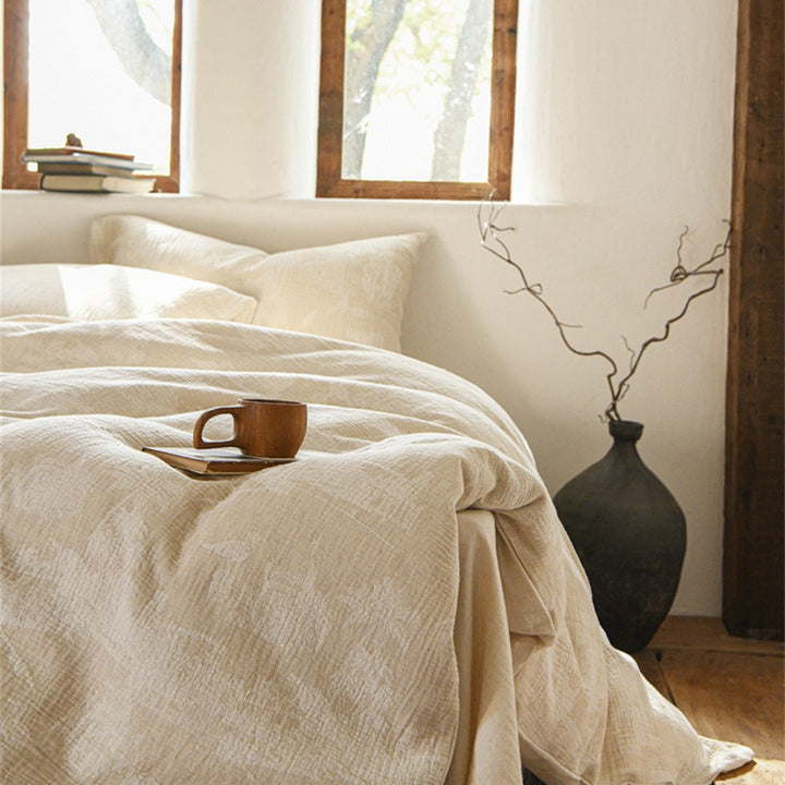 Bedding set made of linen-cotton mix with natural texture and light vintage look