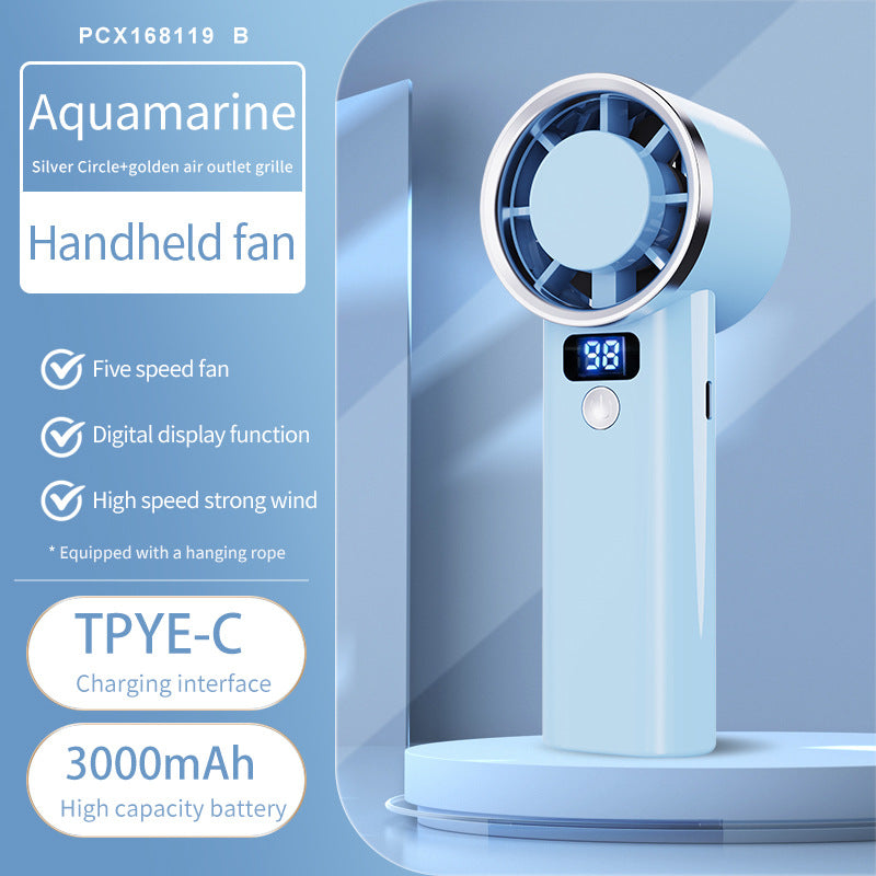 Unisex handheld fan with digital display and five speed levels Stornfield