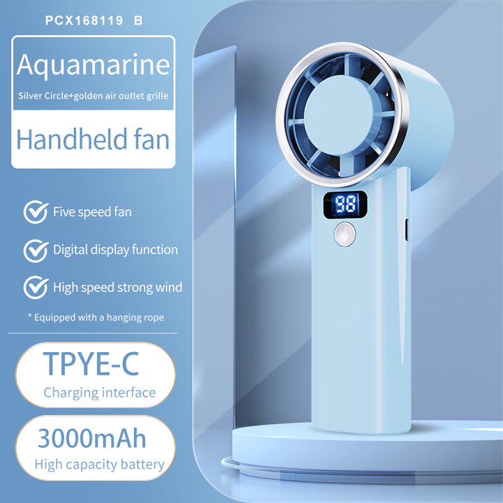 Unisex handheld fan with digital display and five speed levels Stornfield