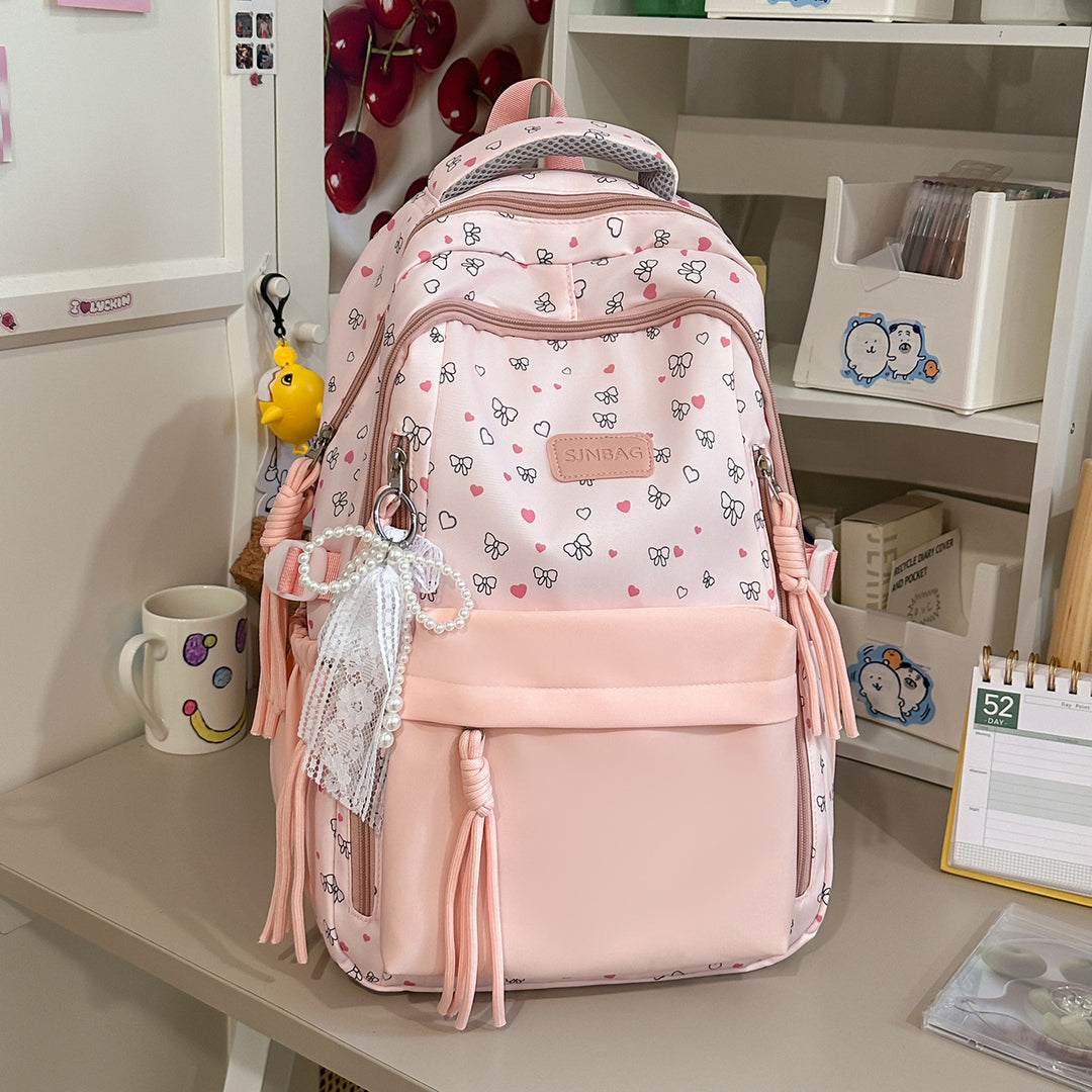 Playful Bow-Embellished Stylish Backpack Stornfield