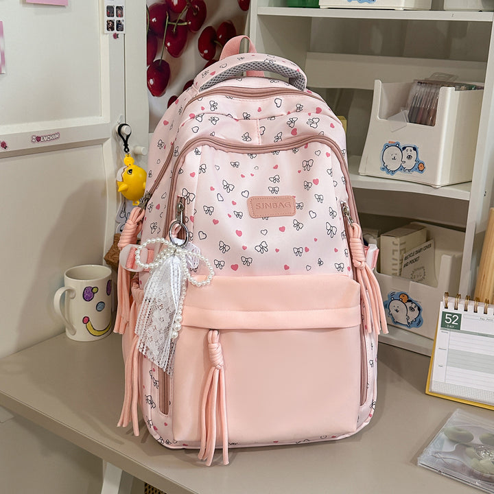 Playful Bow-Embellished Stylish Backpack Stornfield
