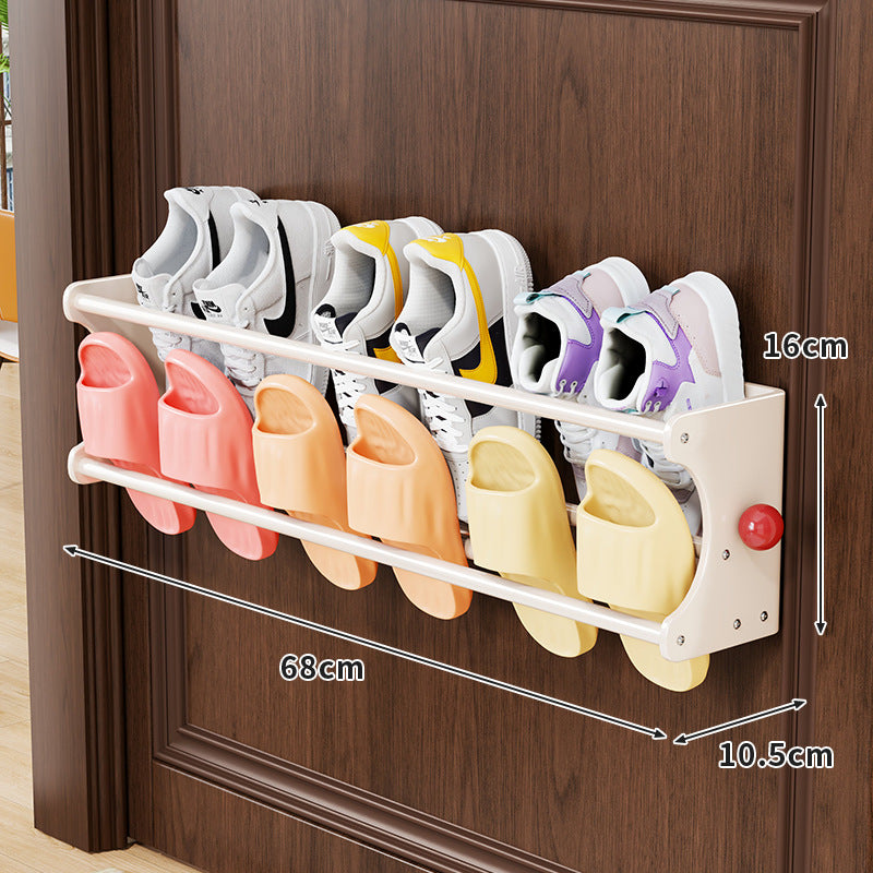 Wall-Mounted Space-Saving Door Shoe and Slipper Organizer Rack