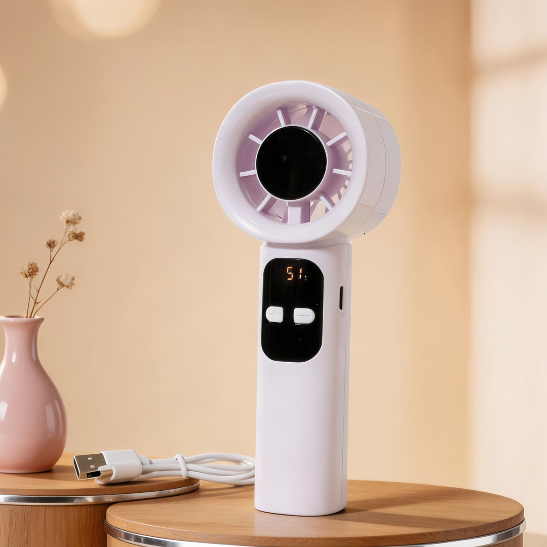 Ladies Portable Hand Fan with LCD Display and USB Connection Stornfield