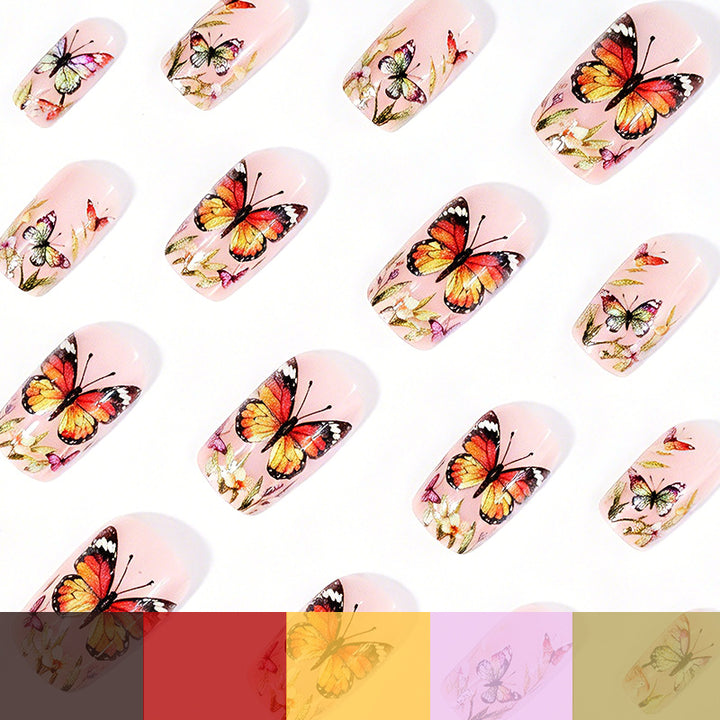 Floral Butterfly-Themed Nail Art Enhancements Stornfield
