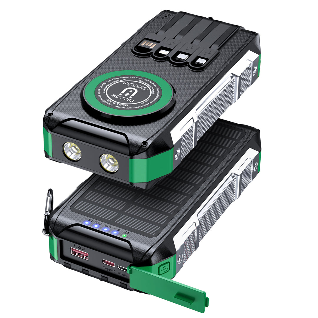 Multifunctional solar power bank with LED light and fast charging function Stornfield