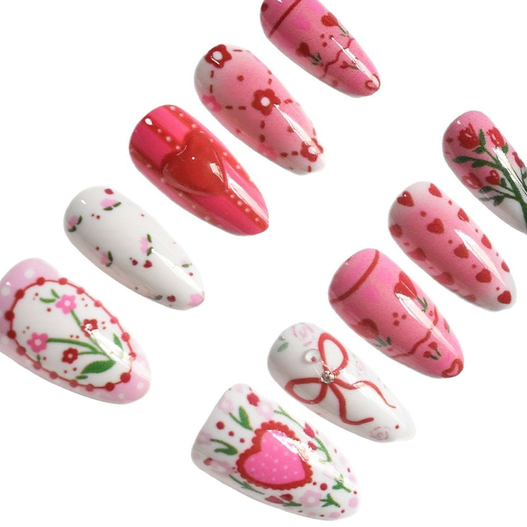 Romantic Floral Themed Press-On Nail Art Stornfield