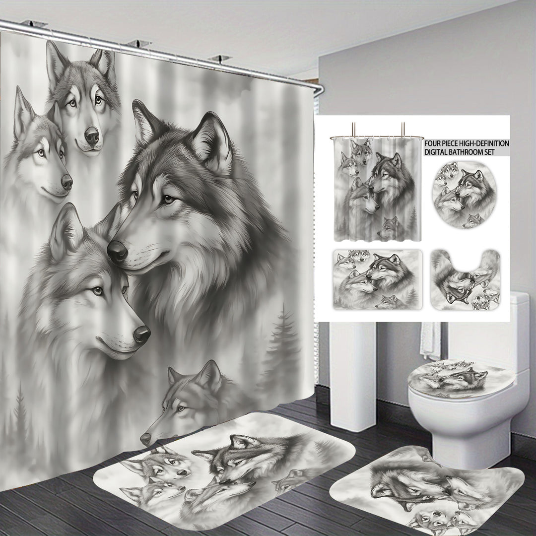 High-Definition Wolf-Themed Bathroom Décor Set Stornfield