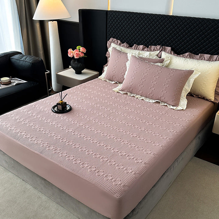 Quilted Microfiber Bedspread Set with Ruffled Pillow