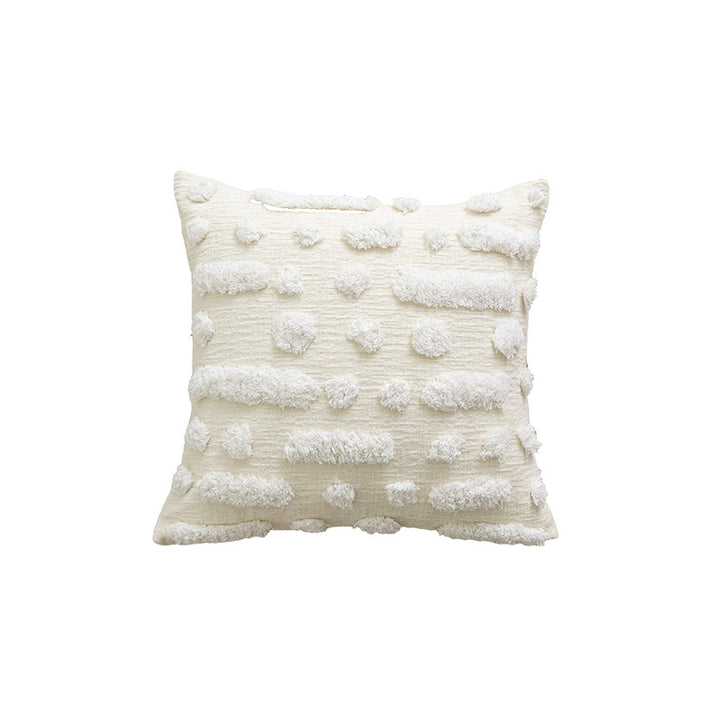 Decorative Square Velvet Throw Pillow with Pom-Pom Fringe and Removable Insert