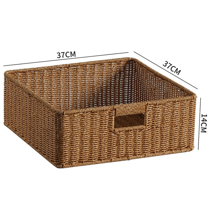 Large Handwoven Rectangular Storage Basket with Cutout Handles Stornfield