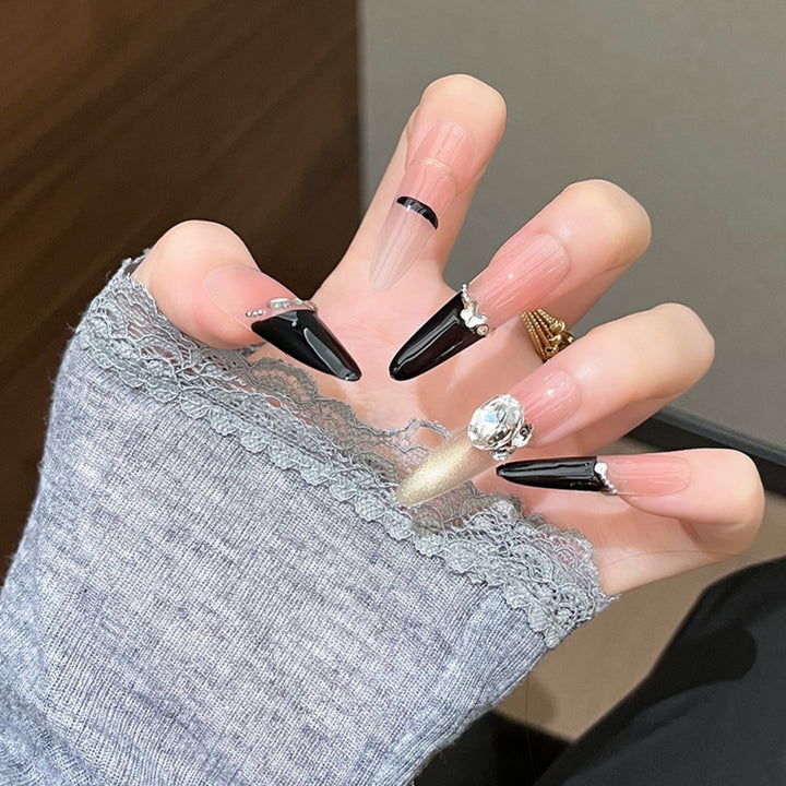 Decorative Press-On Nails with Gem Accents Stornfield
