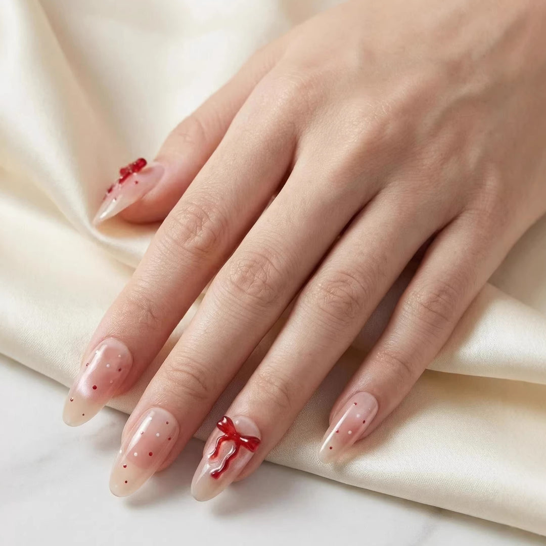 Decorative Bow-Embellished Press-On Nail Tips Stornfield