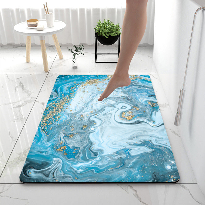 Soft Print Abstract Marble Bath Mat Stornfield