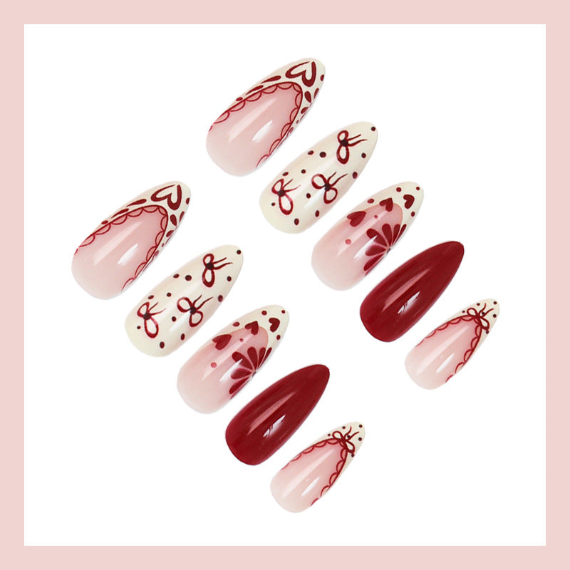 Artificial nail set with creative flower and diamond patterns Stornfield