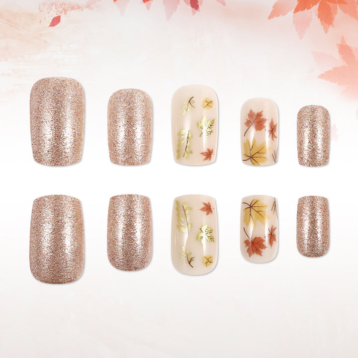 Artistic Autumn-Themed Press-On Nails Stornfield