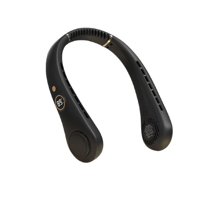 Unisex nan ergonomic hands-free neck fan with LED speed display and dual airflow outlets Stornfield