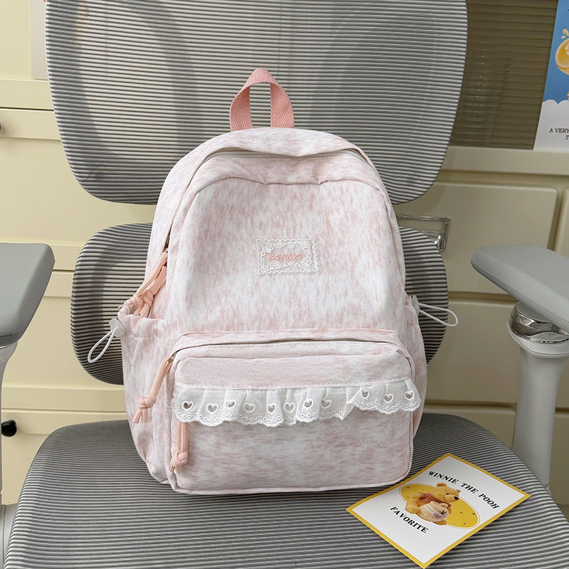 Stylish Backpack with Decorative Lace Trim Stornfield