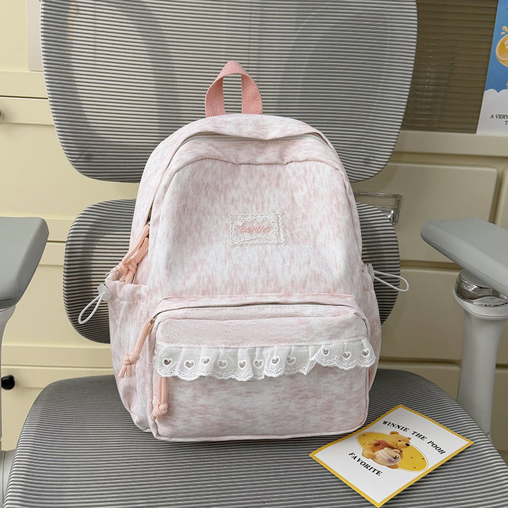 Stylish Backpack with Decorative Lace Trim Stornfield
