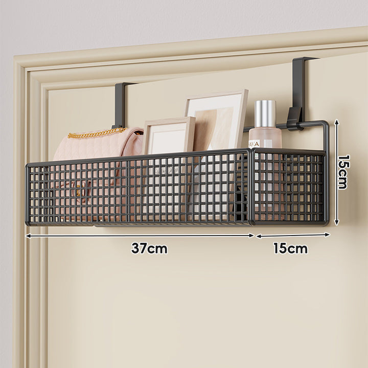Over-Door Hanging Double-Tier Ventilated Mesh Storage Basket Organizer with Hooks