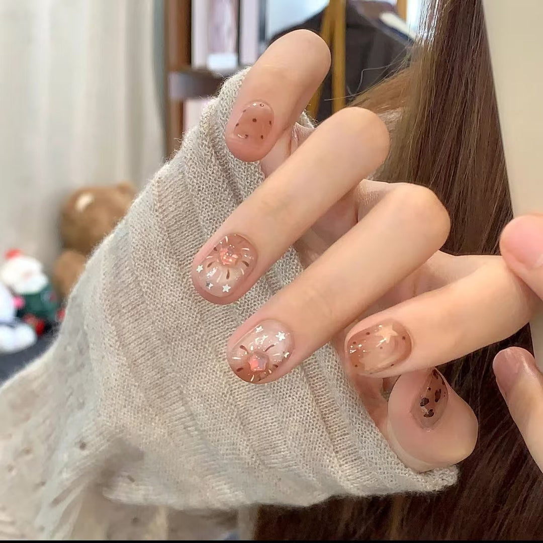 Artistic Nail Art Extensions with Metallic Accents