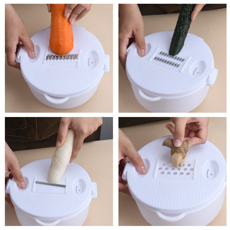 Multifunctional vegetable slicer with integrated cutting attachments Stornfield
